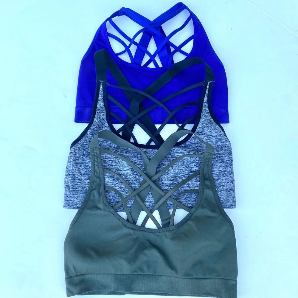 Victoria’s Secret Victoria Sport VSX sports bra Crisscross Cage Strappy blue M